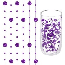 16 Feet Artificial Pearl String, Faux Pearl Beads Vases Filler, Deep Purple