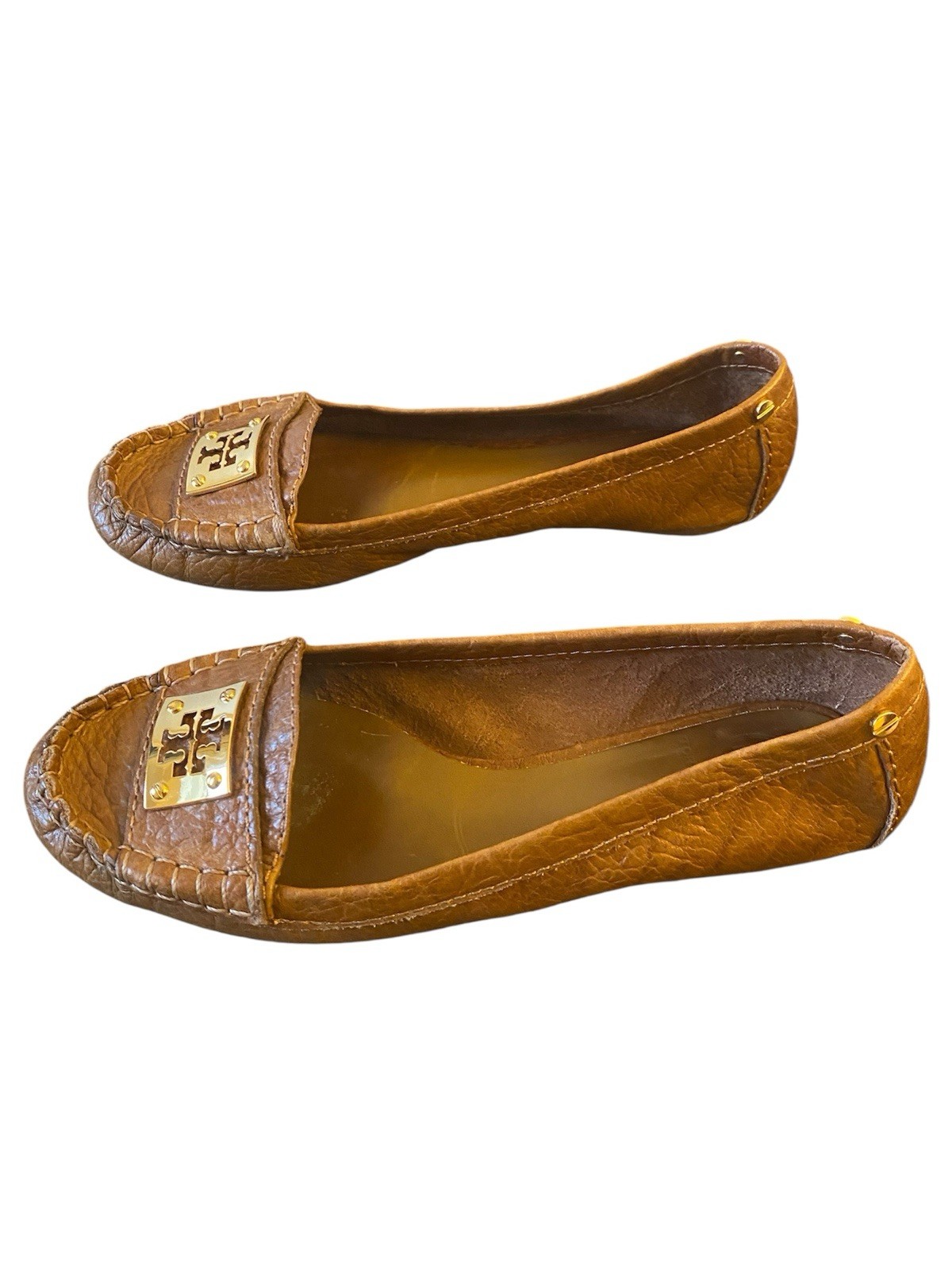 Tory Burch Kendrick Women's Brown Pebbled Leather Driver Loafers Shoes Size 9 M thumbnail 4
