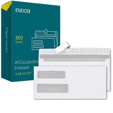 500 10 Double Window Envelopes Self Seal, 4 1/8 x 9 1/2" Security Envelopes f...