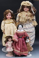 Group of 5 Antique Dolls China Heads Googly Eyes Armand Marseille 370 390