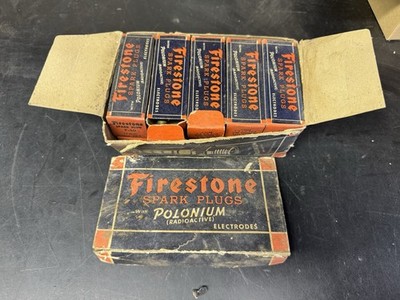 9 Vintage Original Firestone Polonium Spark Plugs F-40 Radioactive Electrode