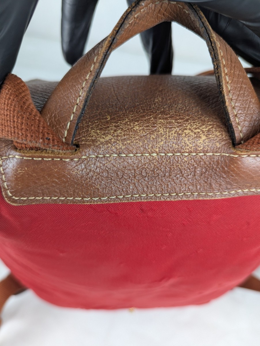 Longchamp Le Pliage Nylon Leather Backpack Red Excellent Condition! Authentic Longchamp Le Pliage Nylon Leather Backpack Red  main image 4