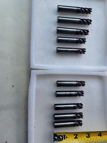 Carbide 1/2 Diameter 5 Flute Endmills 10 PCs CnC Sharpened & Coated  2.3LBs LotA - Picture 8 of 10