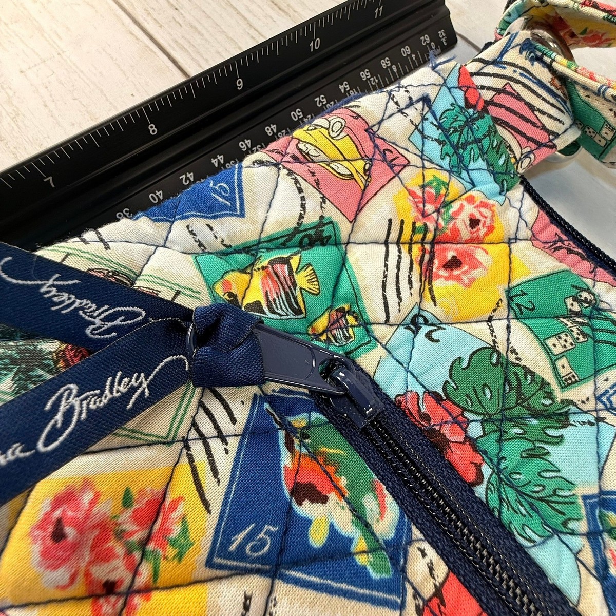 Vera Bradley Postcards from Paradise Quilted Cotton Crossbody Bag Multi Colors View 3