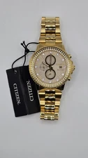 Citizen Men's Crystal Chronograph Date Eco-Drive Gold Watch 42 MM FB3002-53P