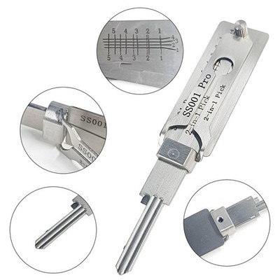 Key Decoder Stainless Steel Key Pick Up Hook Hardware -2 in 1 Maintenance Repair