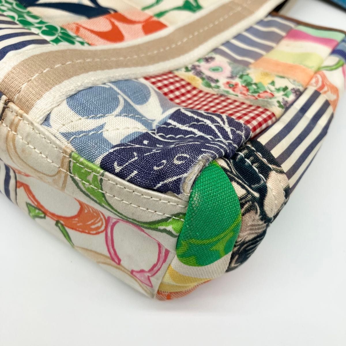 COACH Handbag Patchwork Canvas Multicolor Leather… - image 14