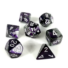 Chessex Gemini Purple/Steel - White, 7-Die Polyhedral Set  CHX 26432 NEW