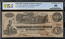 PCGS 40! 1862 CONFEDERATE STATES T-39 TRAIN VINGETTE $100 NOTE