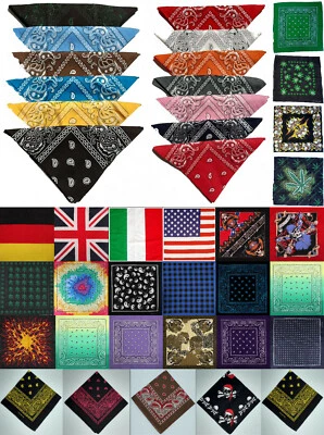 MARKENLOS 70 Modelle Bandana Paisley Baumwolle Uni Tuch Halstuch Kopftuch Mundschutz Biker