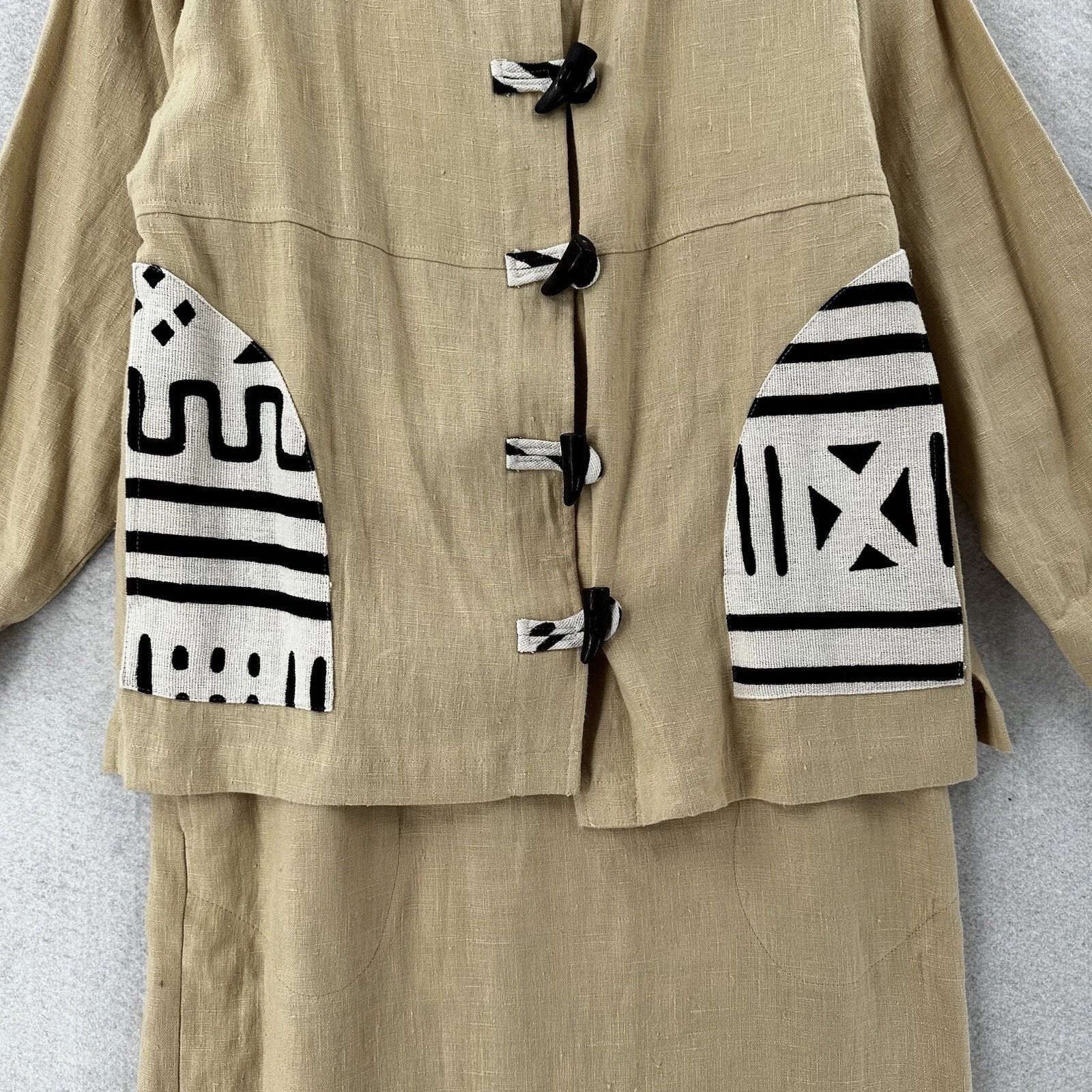 burton vintage my tribe joy linen 2-piece aztec maxi jacket