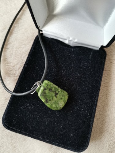 Pendant Natural 16 mm Ruby Zoisite Gemstone Black cord 18" #2 - Picture 2 of 3