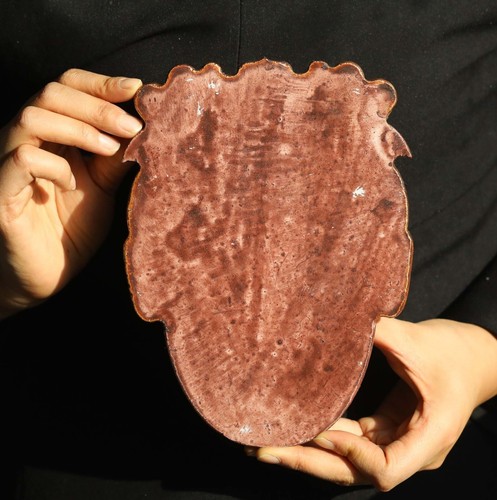 China old natural jade hand-carved hollowed out statue mask gold-plated plate 44 - Picture 4 of 6