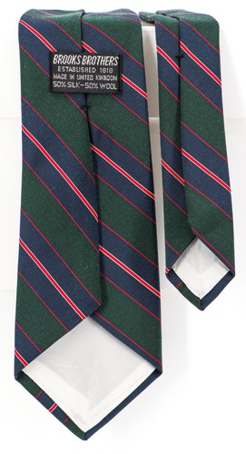 Cravatta uomo vintage Brooks Bros Makers 50/50 seta lana righe Trad Ivy 55x3,25 USA - Foto 3 di 3