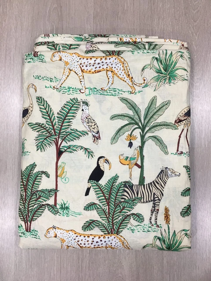 Tela estampada sanganeri natural india de algodón hecha a mano con estampado de bloques a mano de 25 yardas Foto 3 de 3