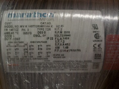 Xylem-Hoffman DM0458 Description 2hp230/460v3ph 3500rpm PreEf Pump Motor