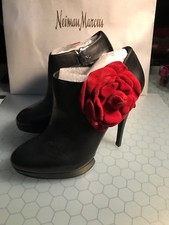 Kelsi Dagger Rosabella Black Red Rose Leather Boots Booties Heels Us 10 New Box