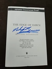 Signed ARC "The Edge Of Dawn" By Melinda Snodgrass. Advanced Uncorrected Proof 