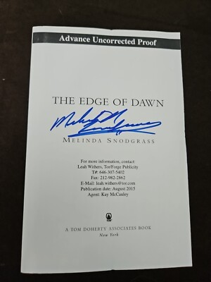 Signed ARC ''The Edge Of Dawn'' By Melinda Snodgrass. Advanced Uncorrected Proof 