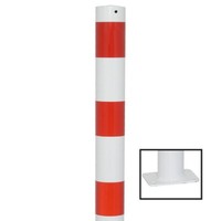 Absperrpfosten 108 Mm Stahlrohr Weiß Rot FüR DüBelbefestigung