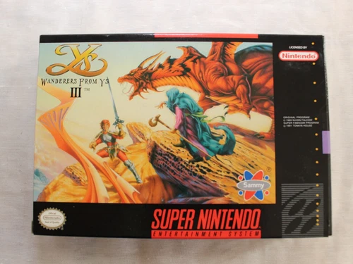 Wanderers From Ys III SNES Cartridge Manual Inserts Original box