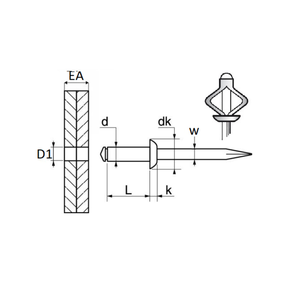 Rivet expanse blanc 4 mm Restagraf anti uv pour plaque immatriculation