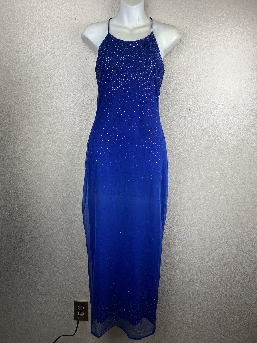 90s Roberta Royal Blue Cross-Back Vintage Dress Size S
