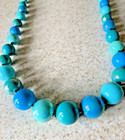 VINTAGE SHIMMERING BLUE,GREEN & AQUA GRADUATED BEADED 24" NECKLACE — photo 3