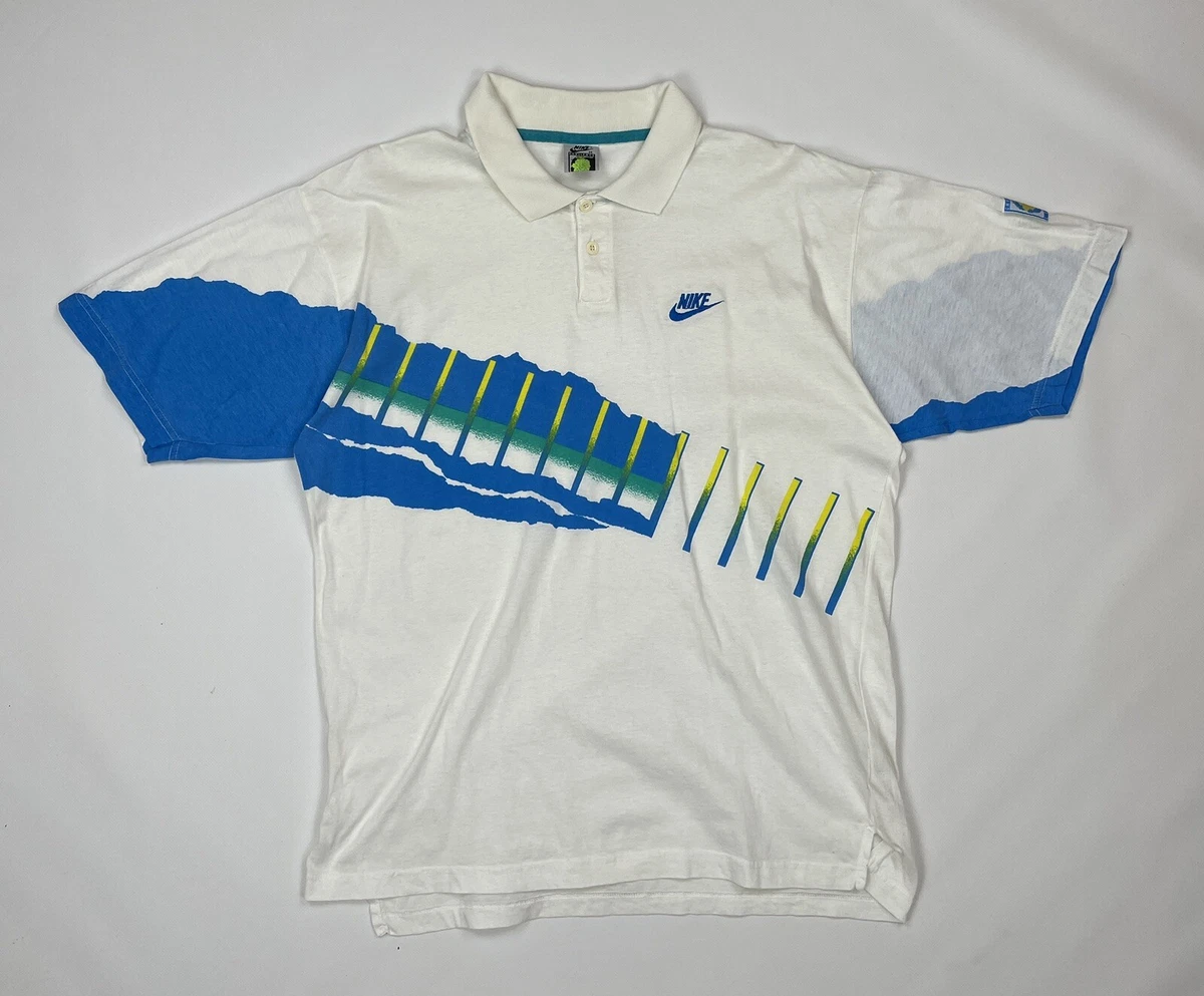 NIKE VINTAGE AGASSI CHALLENGE COURT 1990s 90s TENNIS POLO SHIRT RARE