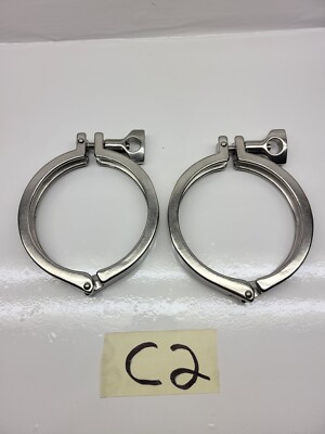(Lot of 2)* Sanitary 4'' Heavy Duty Clamp 304 Stainless Dairy Brewing Tri Clover 