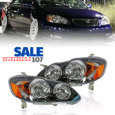 For 2003-2008 Toyota Corolla Clear Lens Headlight Black Headlamps Set Leftright