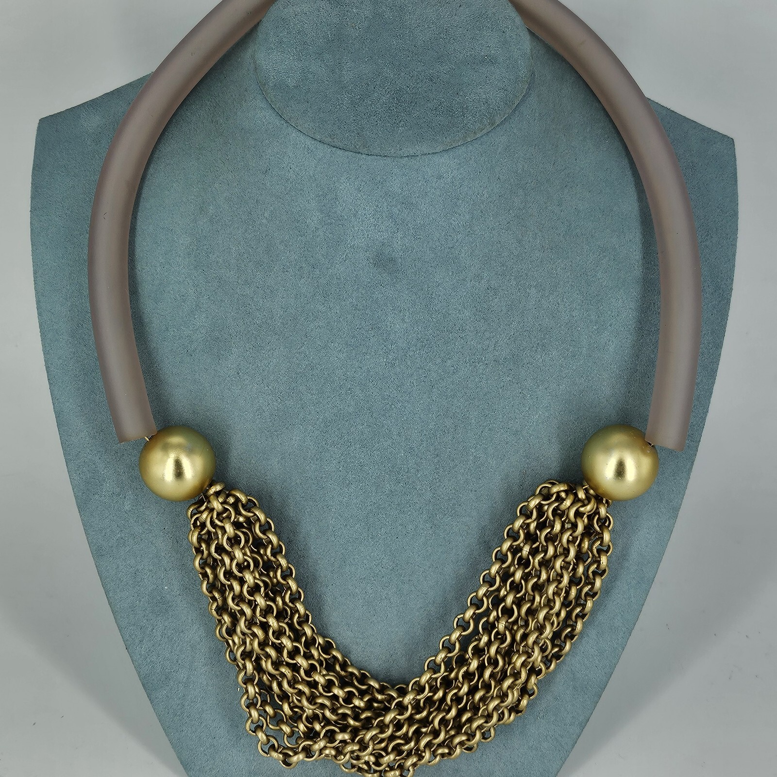 Chunky Necklace Statement Multi Chain Modernist U… - image 1