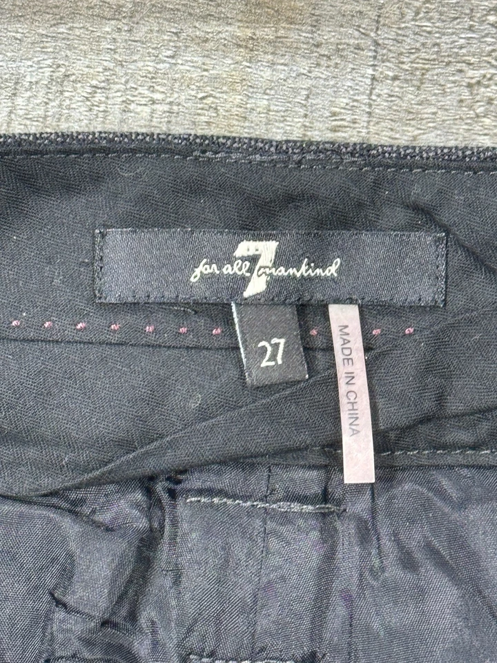 Pantalones cortos informales chinos 7 For All Mankind para mujer 27 negros mezcla de lana con puños Foto 2 de 4