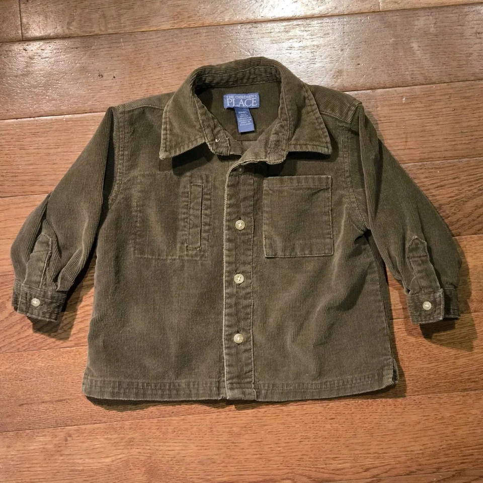 Traje de pana para niños pequeños The Children's Place 18 meses cazador verde y tostado Foto 2 de 4