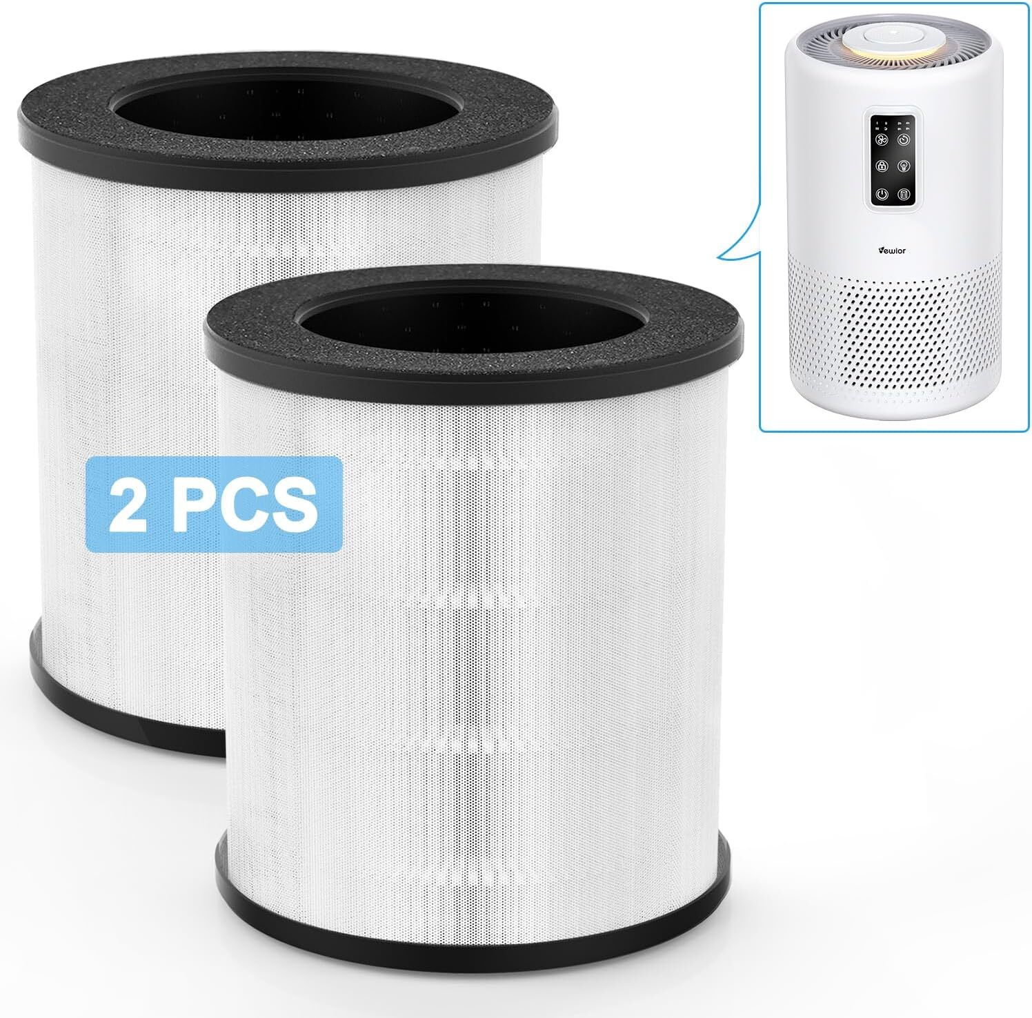 Air Purifier Replacement Filter H13 True HEPA Compatible for VEWIOR A1 2 Pack-image