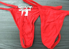 Red SEXY Red Thong G-string Gem Sexy Knickers Lingerie Rhinestone One size