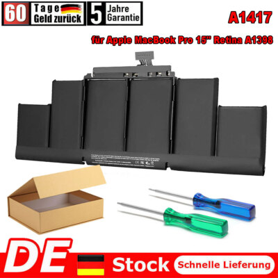 Akku A1398 A1417 für Apple MacBook Pro 15'' Retina Mid 2012-2013 95Wh A