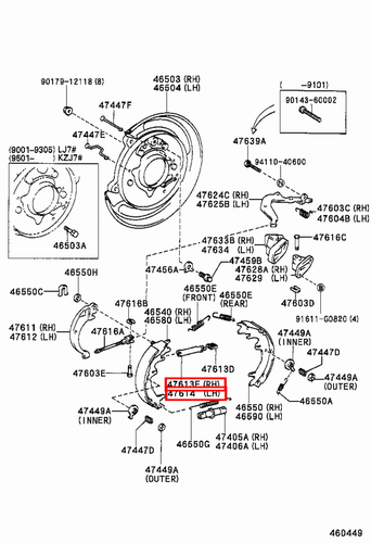 Genuine FJ Cruiser GSJ15 GSJ10 Fortuner GGN155 Parking Hand Brake Shoe Strut - Picture 6 of 20