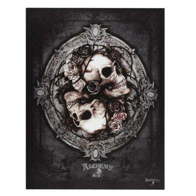DISOSCURI LEINWAND PLAKETTE von Alchemy Gothic Fanged Skulls