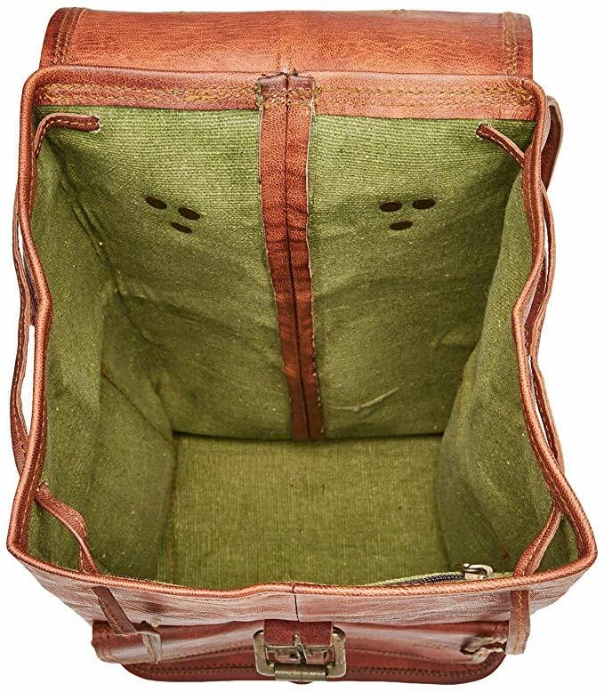 Big Sale Men's Leather Backpack Bag Satchel Briefcase Laptop Brown Vintage Bag - Image 4 of 4