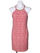 MICHAEL Michael Kors Logo Choker Mini Dress, Coral White Print Women's Size M