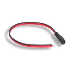 Kentek 1ft CCTV DVR Security Power Cord DC Female 5.5x2.1 mm to Pigtail Wire Blk