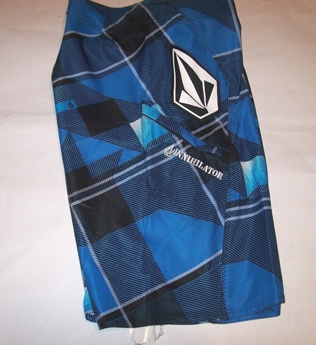 New Volcom youth boys boardshorts swimsuit sz 20 ANNHILATOR blue board shorts - Picture 3 of 4