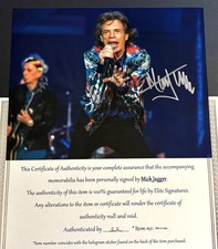 Mick Jagger Signed 8x10 Photo Autograph, With COA Letter The Rolling Stones