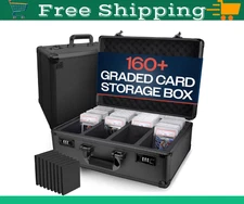 4 Row Graded Card Case Storage Box for 160 Graded Sports Trading Cards Fireproof