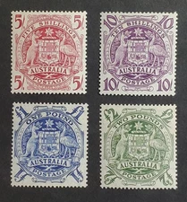 AUSTRALIA. GVI. 1948/52. Arms High Value set. Very fine mint.