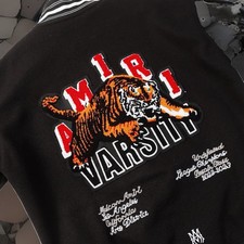 AMIRI Men s Black Varsity Jacket Embroidered ...
