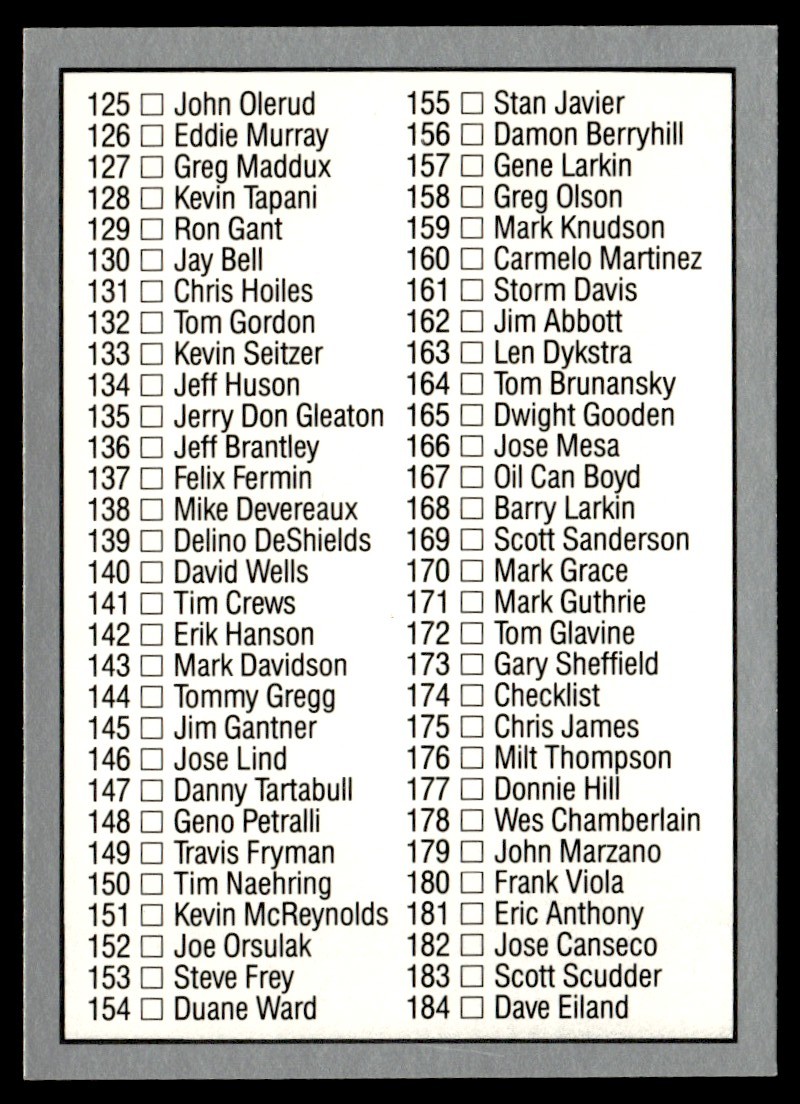 1991 Leaf Checklist Roger Clemens #174