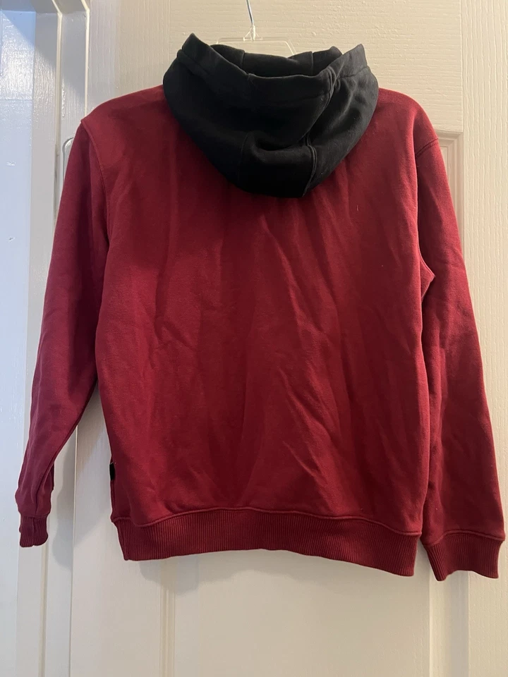 Sudadera con capucha Quicksilver para niños talla mediana borgoña y negra Foto 3 de 4