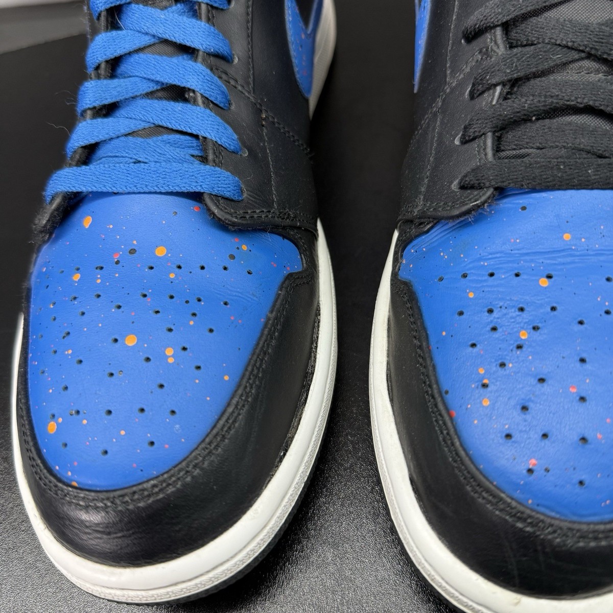 Nike Air Jordan 1 Mid Royal Paint Splatter Black Blue 554724-048